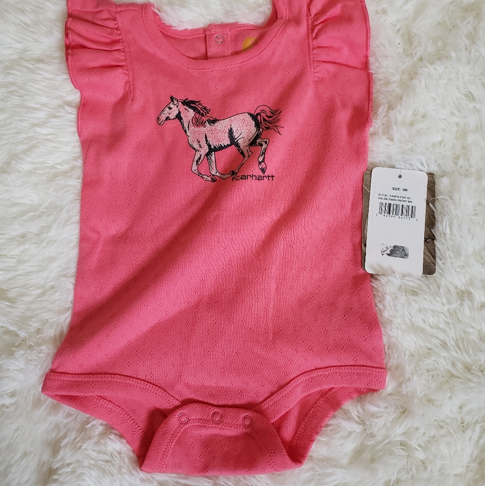 NWT Carhartt baby girl horse onesie 9M